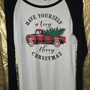 Christmas Raglan Shirt with Red Truck Design